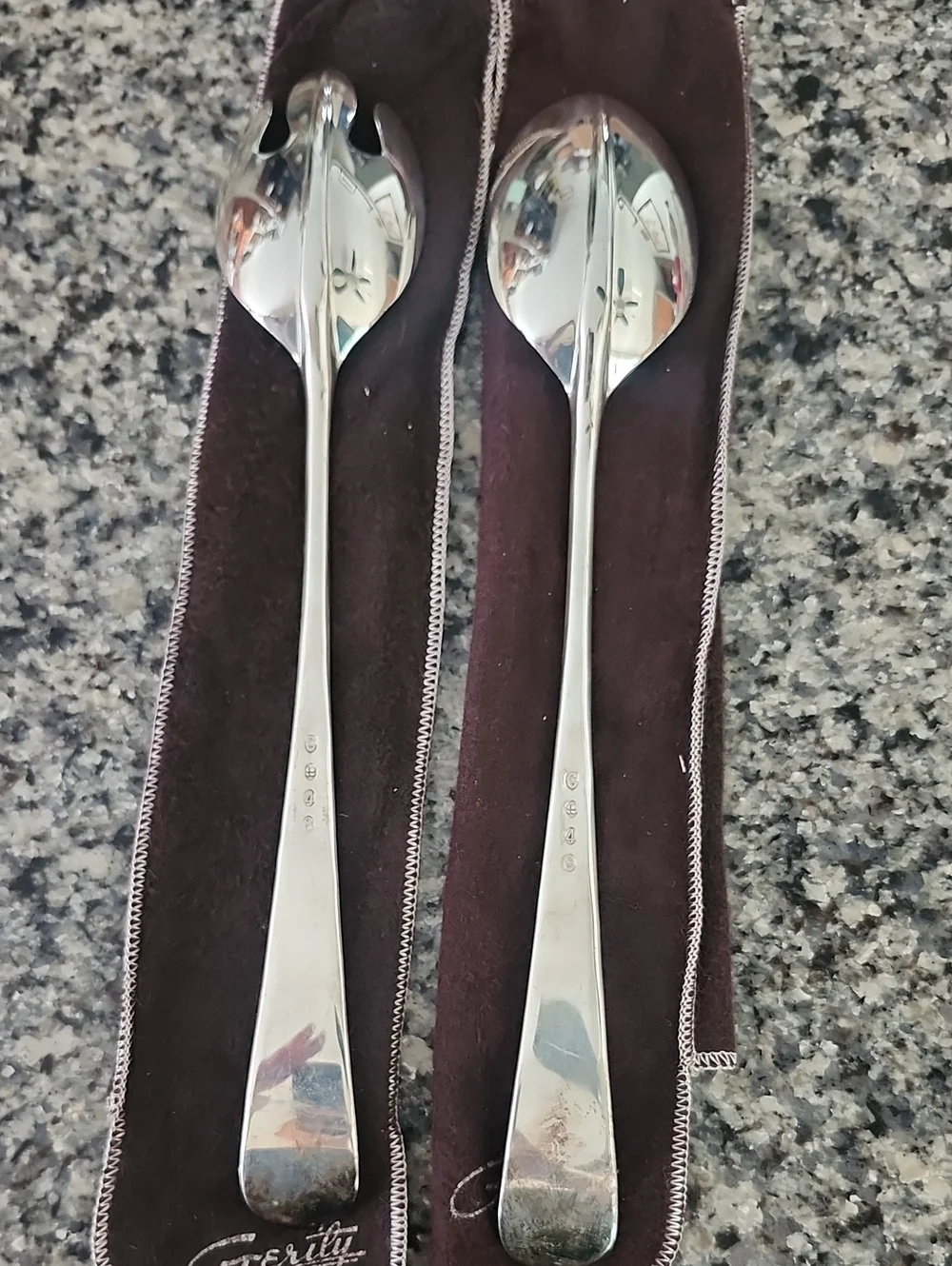 Silverplated Georgian Pattern Salad Fork & Serving Spoon From Gerity